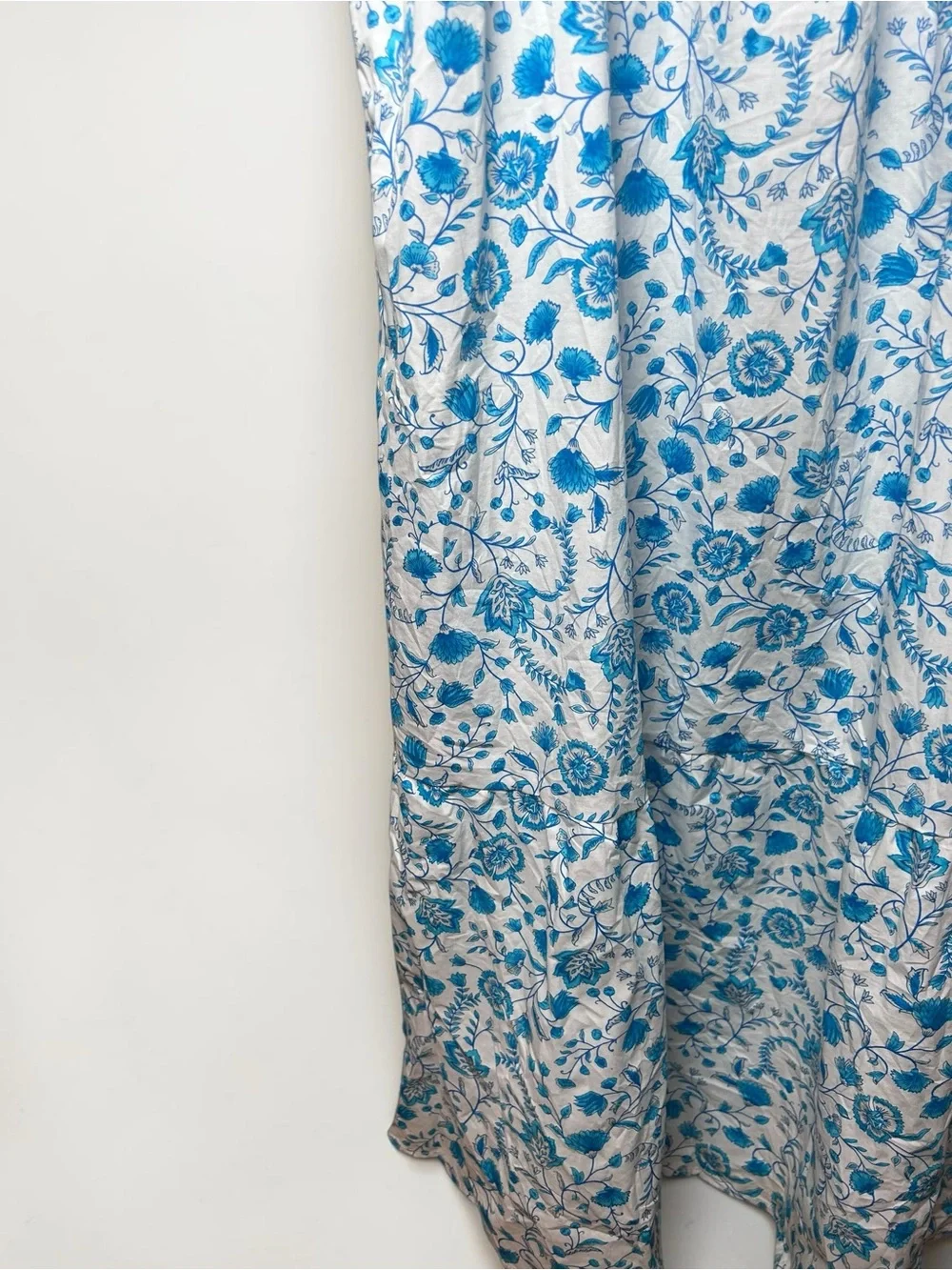 Draper James Blue Floral Cotton Maxi Dress Size L Smocked Bust Pockets Coastal - Picture 7 of 12